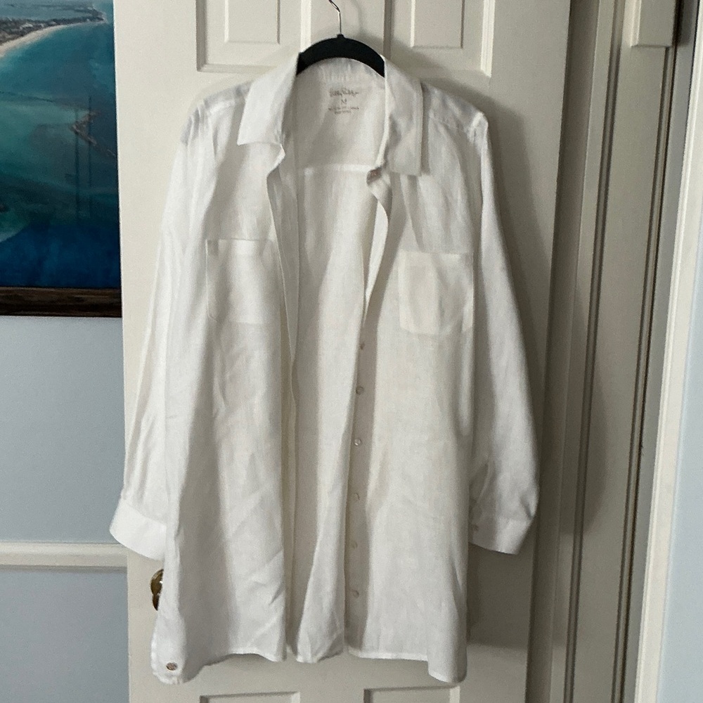 Lilly Pulitzer White Linen Sea View Swim Coverup Size M